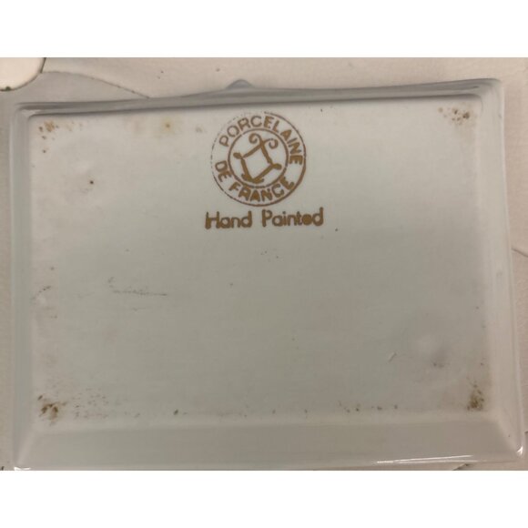 Vintage Porcelain Gold-Trim Ashtray Dish With Floral Design France Hand Painted - Picture 9 of 11